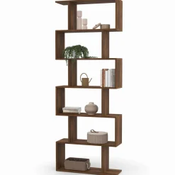 Étagère bibliothèque en forme de S effet noyer 189 cm*IDMarket Discount