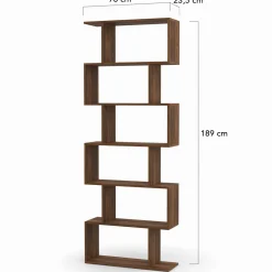 Étagère bibliothèque en forme de S effet noyer 189 cm*IDMarket Discount