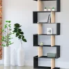 Étagère bibliothèque en S 189cm bois façon hêtre et noir*IDMarket Discount