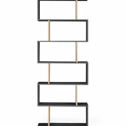 Étagère bibliothèque en S 189cm bois façon hêtre et noir*IDMarket Discount