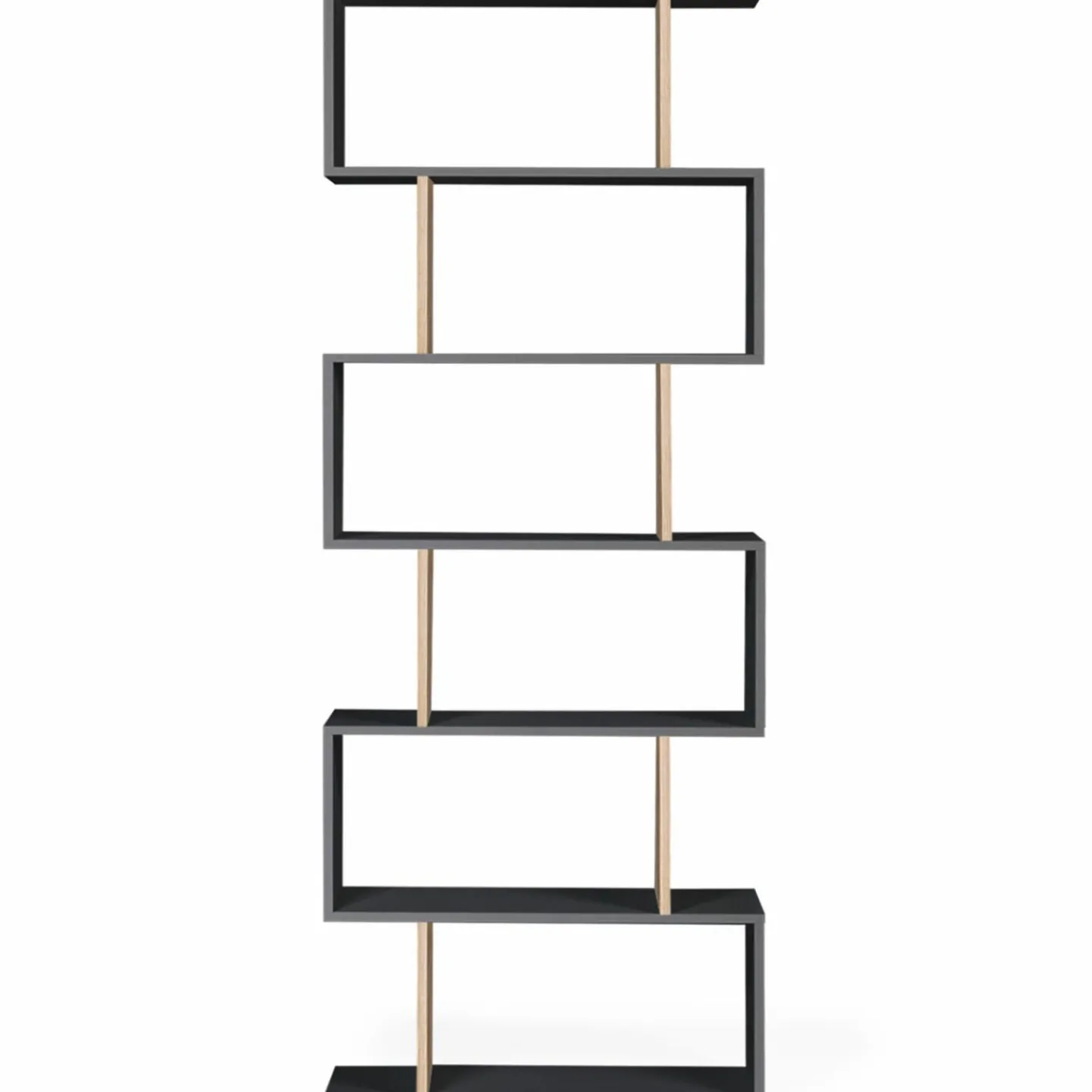 Étagère bibliothèque en S 189cm bois façon hêtre et noir*IDMarket Discount