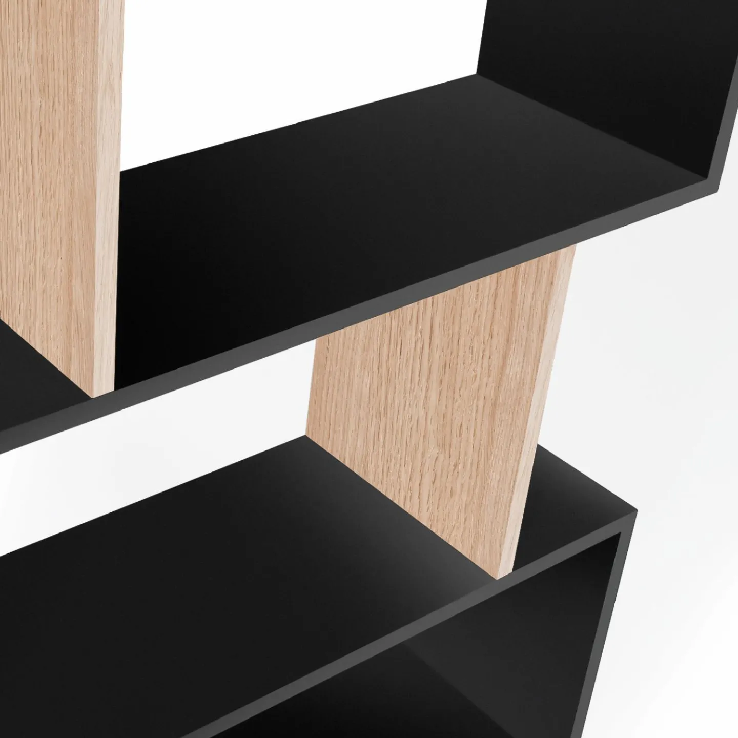 Étagère bibliothèque en S 189cm bois façon hêtre et noir*IDMarket Discount