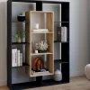 Étagère bibliothèque noire et bois 143 cm 11 compartiments*IDMarket Clearance