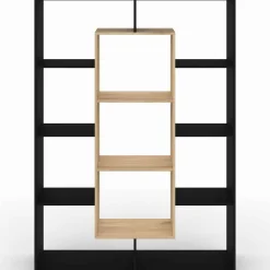 Étagère bibliothèque noire et bois 143 cm 11 compartiments*IDMarket Clearance