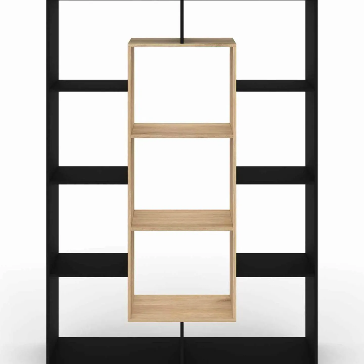 Étagère bibliothèque noire et bois 143 cm 11 compartiments*IDMarket Clearance