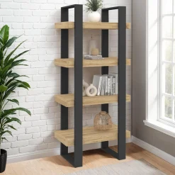 Étagère bibliothèque noire et bois 160 cm*IDMarket Discount