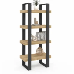 Étagère bibliothèque noire et bois 160 cm*IDMarket Discount