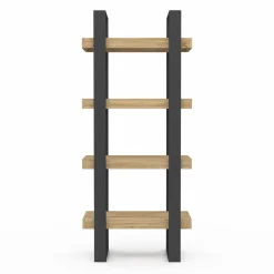 Étagère bibliothèque noire et bois 160 cm*IDMarket Discount