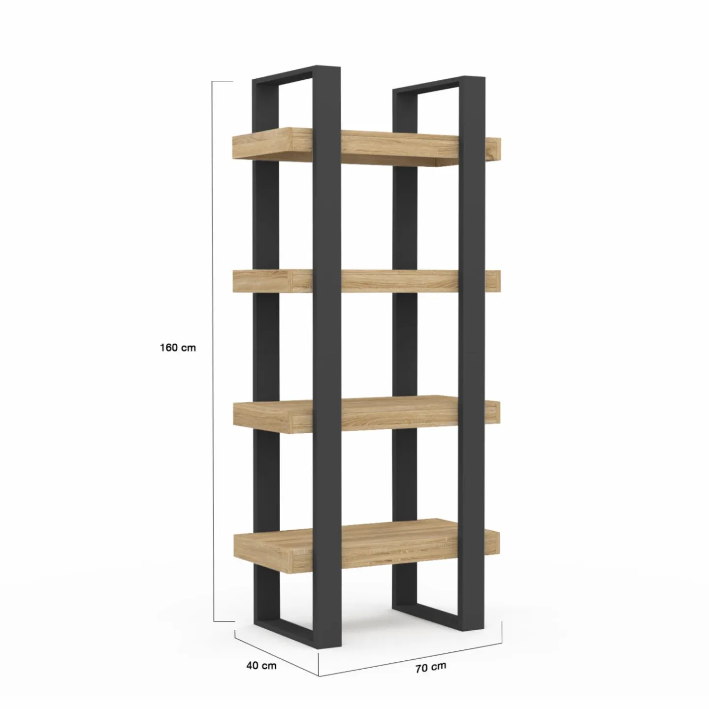 Étagère bibliothèque noire et bois 160 cm*IDMarket Discount
