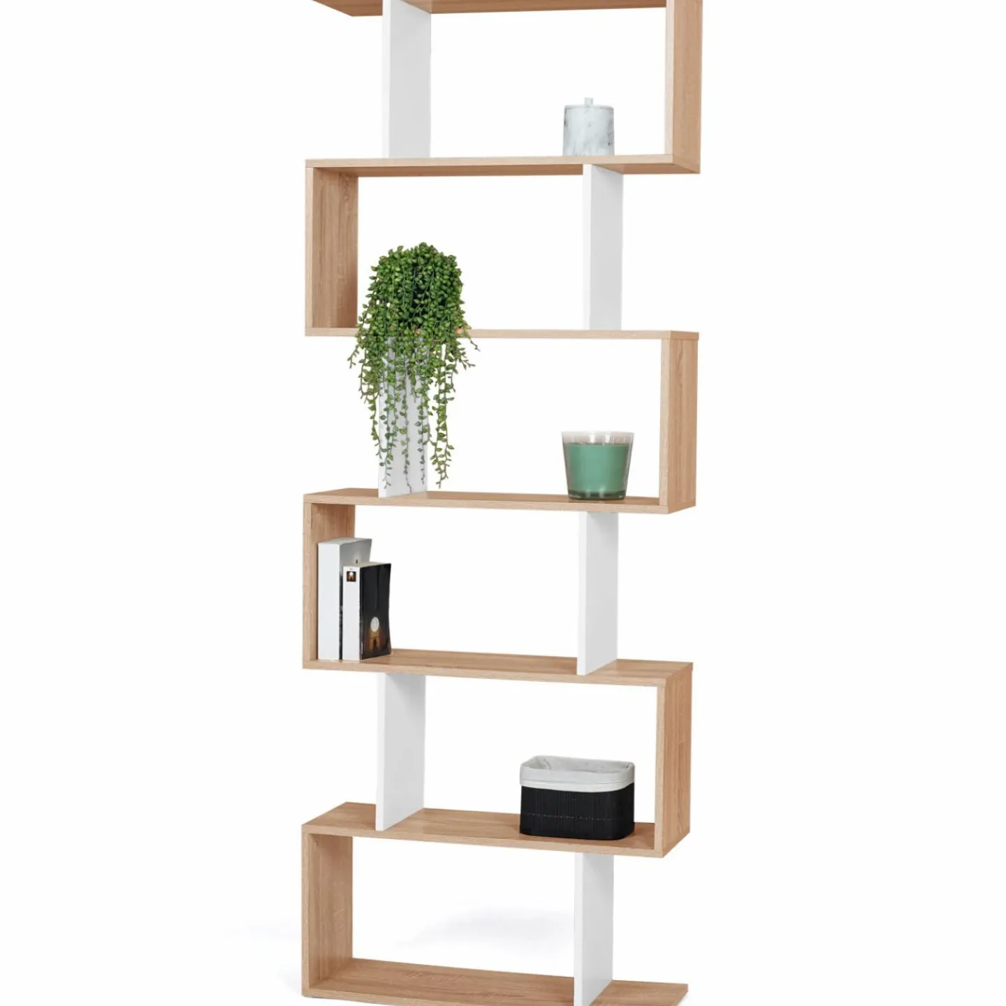 Étagère blanc et bois en S 6 niveaux*IDMarket New