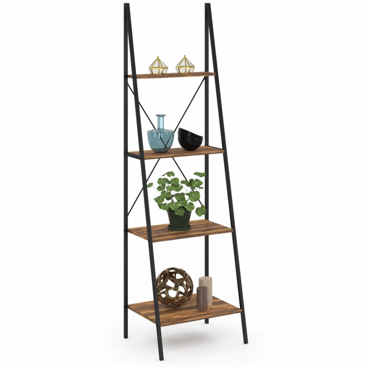 Étagère échelle industrielle effet vieilli 4 niveaux 170 cm*IDMarket Best