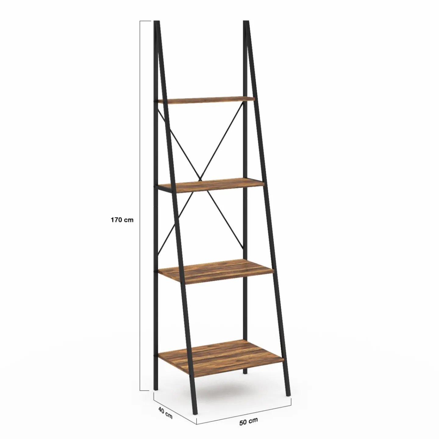 Étagère échelle industrielle effet vieilli 4 niveaux 170 cm*IDMarket Best