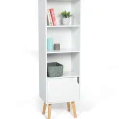 Étagère colonne style scandinave 4 niveaux blanche*IDMarket Hot