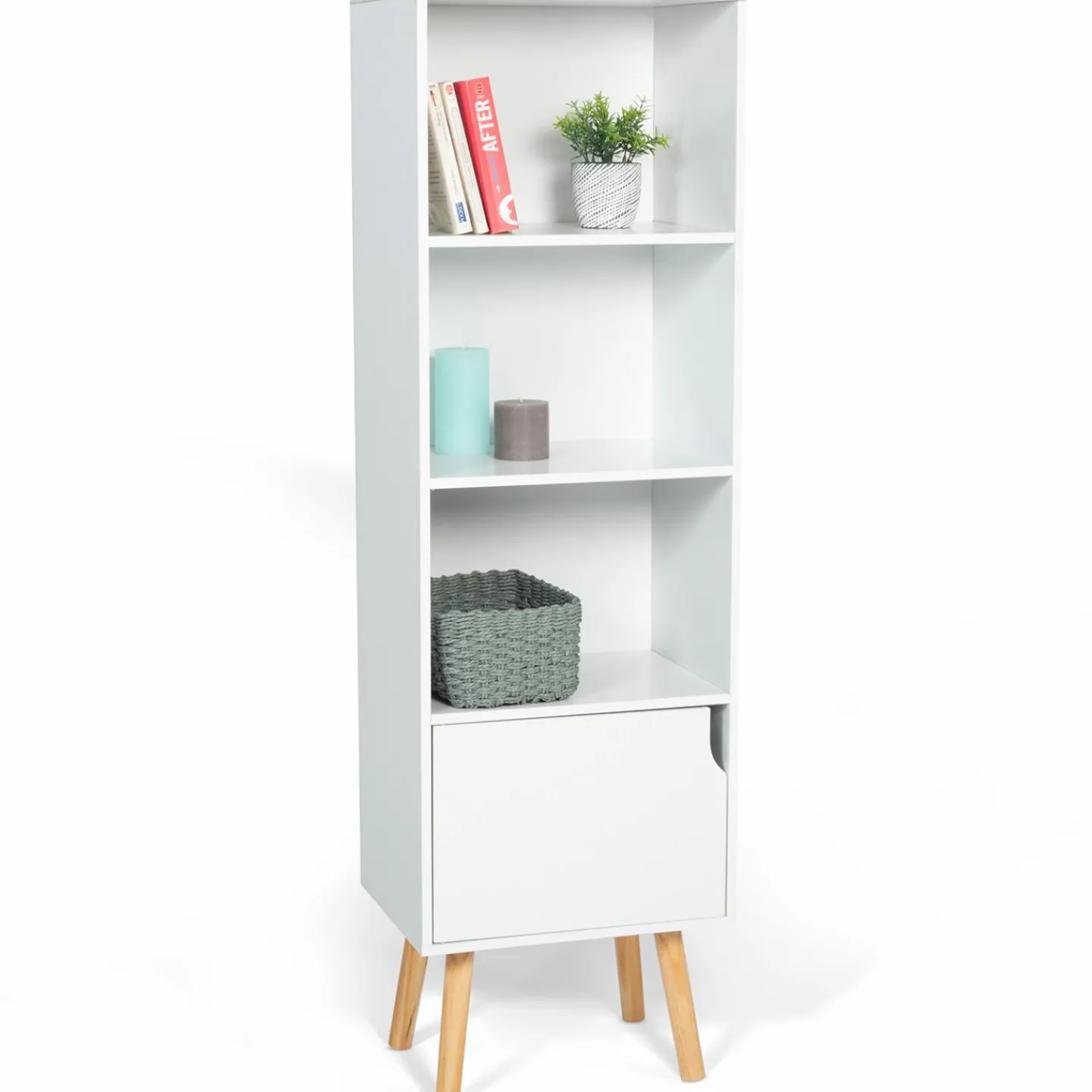 Étagère colonne style scandinave 4 niveaux blanche*IDMarket Hot