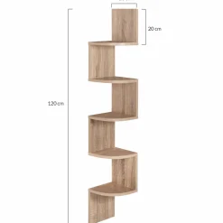 Étagère d’angle murale 5 niveaux façon hêtre*IDMarket New