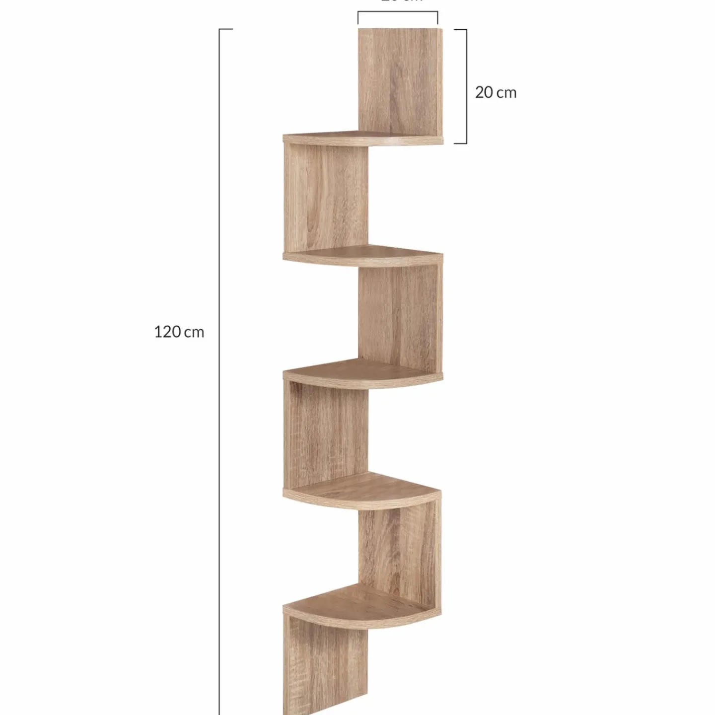 Étagère d’angle murale 5 niveaux façon hêtre*IDMarket New