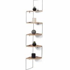 Étagère d'angle murale industrielle 5 niveaux bois et métal noir*IDMarket Clearance