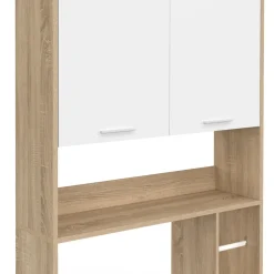 Étagère dessus WC blanc et bois façon hêtre avec dévidoir à papier*IDMarket New