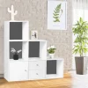 Étagère escalier bois blanc fond gris 6 cases*IDMarket