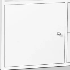 Étagère escalier bois blanc fond gris 6 cases*IDMarket