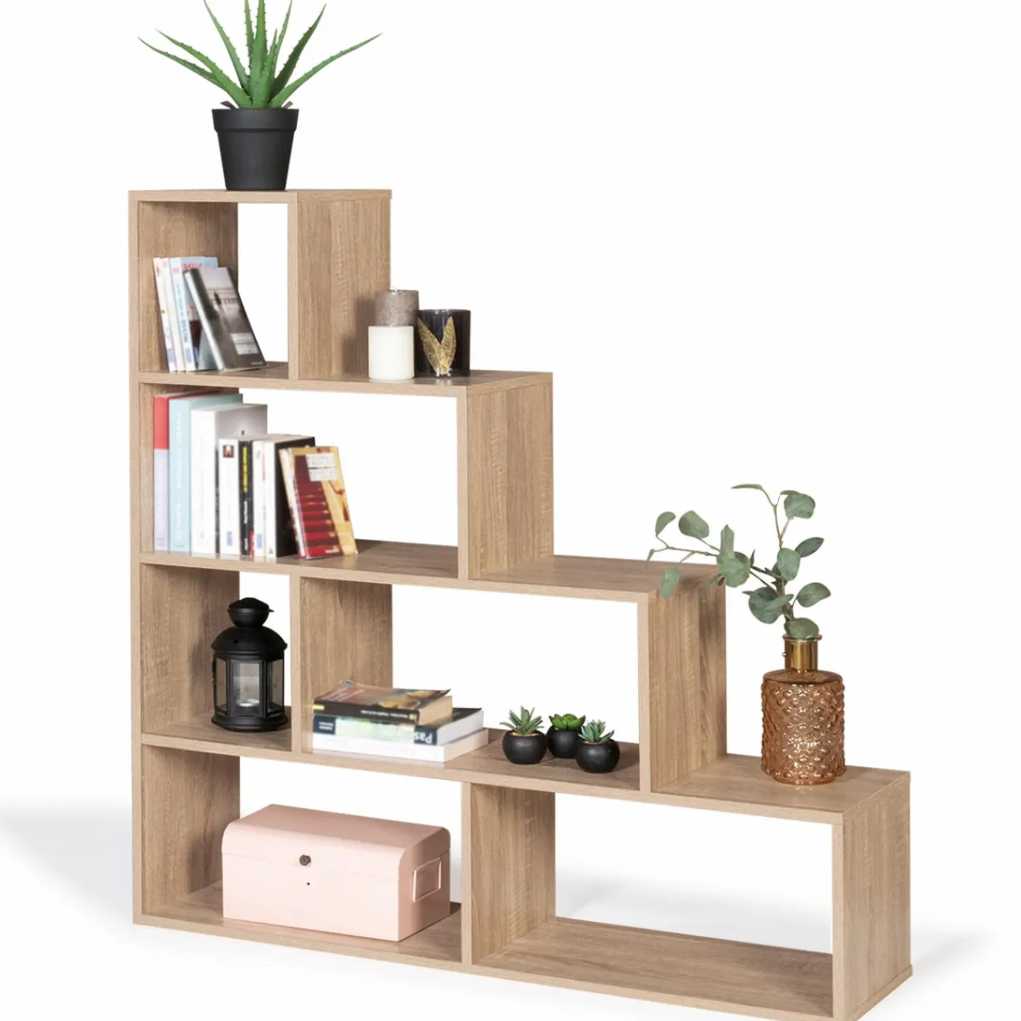 Étagère escalier bois façon hêtre*IDMarket New