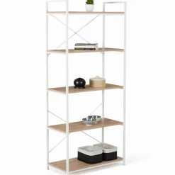 Étagère industrielle bois et métal blanc 5 niveaux*IDMarket Clearance