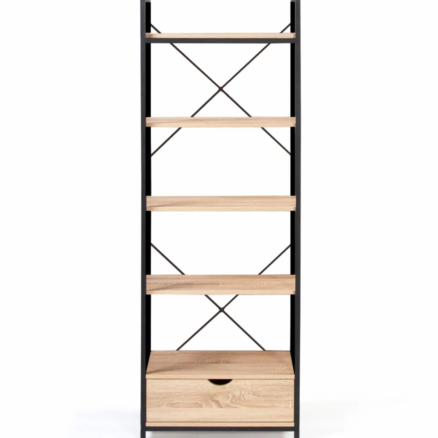 Étagère industrielle bois et métal 5 niveaux avec tiroir*IDMarket Discount