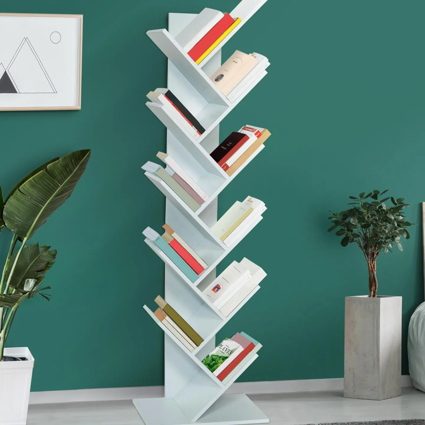 Étagère murale arbre 10 niveaux blanche*IDMarket Hot
