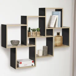 Étagère murale bois et noir double position*IDMarket Hot