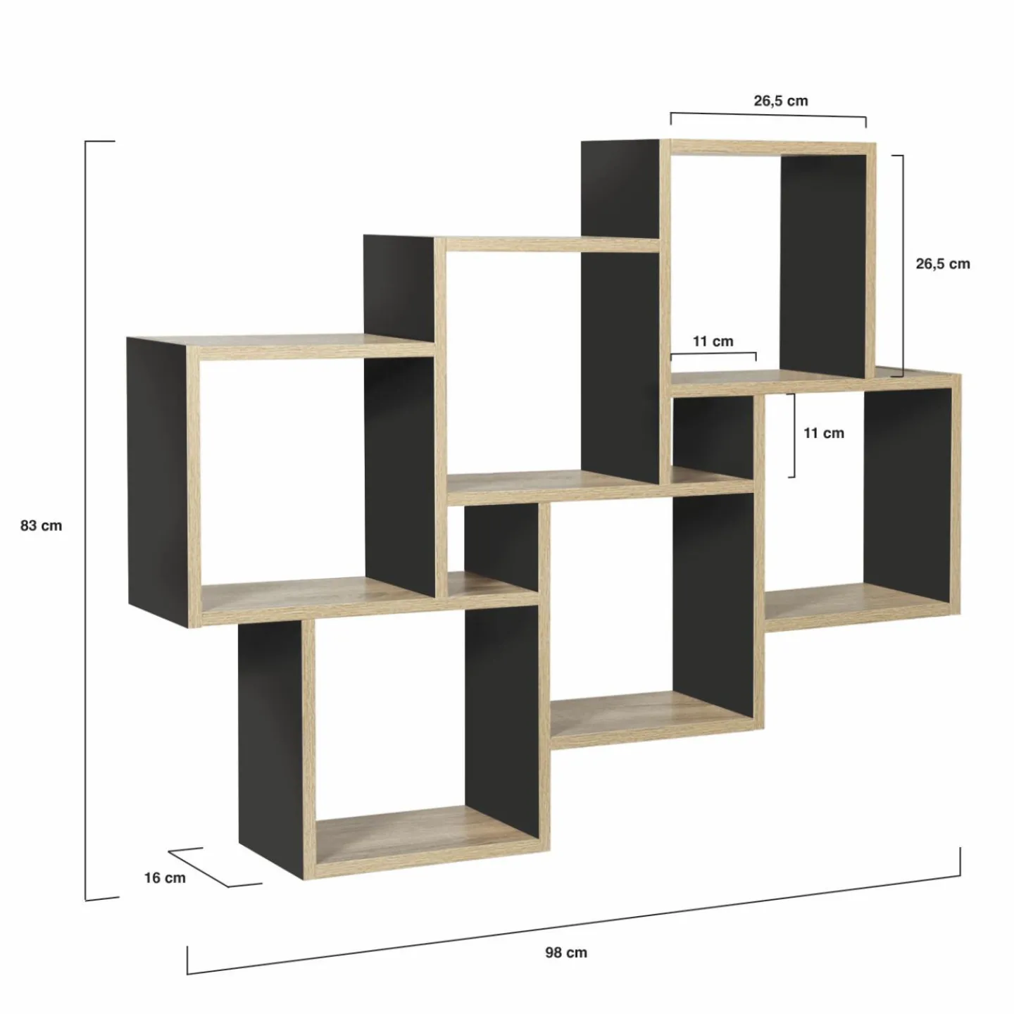 Étagère murale bois et noir double position*IDMarket Hot