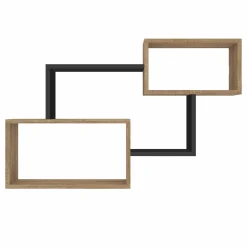 Étagère murale bois façon hêtre et noir double position*IDMarket Sale