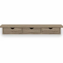 Étagère murale console d'entrée bois façon hêtre 3 tiroirs*IDMarket New