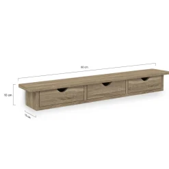 Étagère murale console d'entrée bois façon hêtre 3 tiroirs*IDMarket New