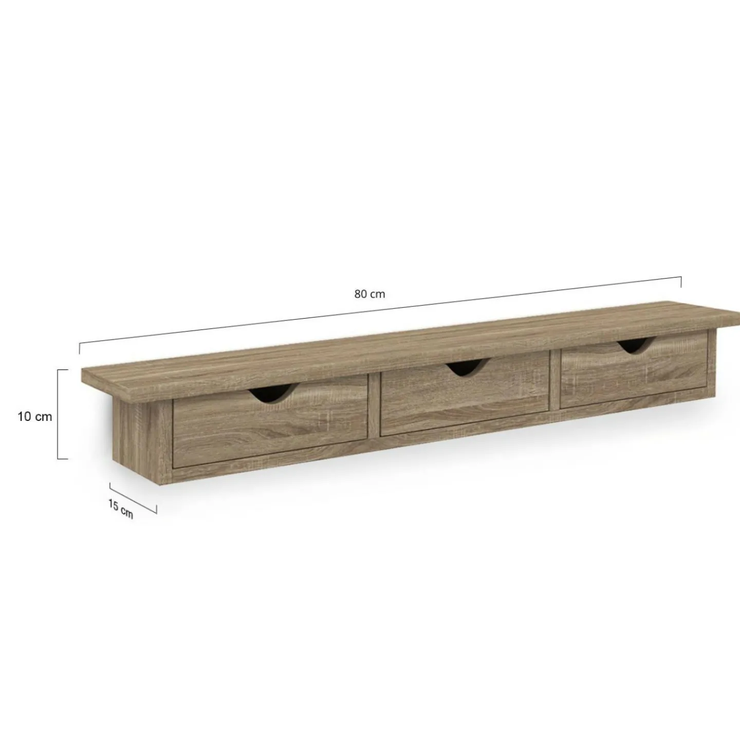 Étagère murale console d'entrée bois façon hêtre 3 tiroirs*IDMarket New