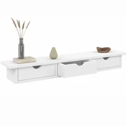 Étagère murale console d'entrée bois blanc 3 tiroirs*IDMarket Outlet