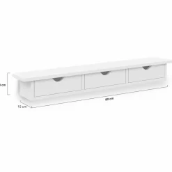 Étagère murale console d'entrée bois blanc 3 tiroirs*IDMarket Outlet