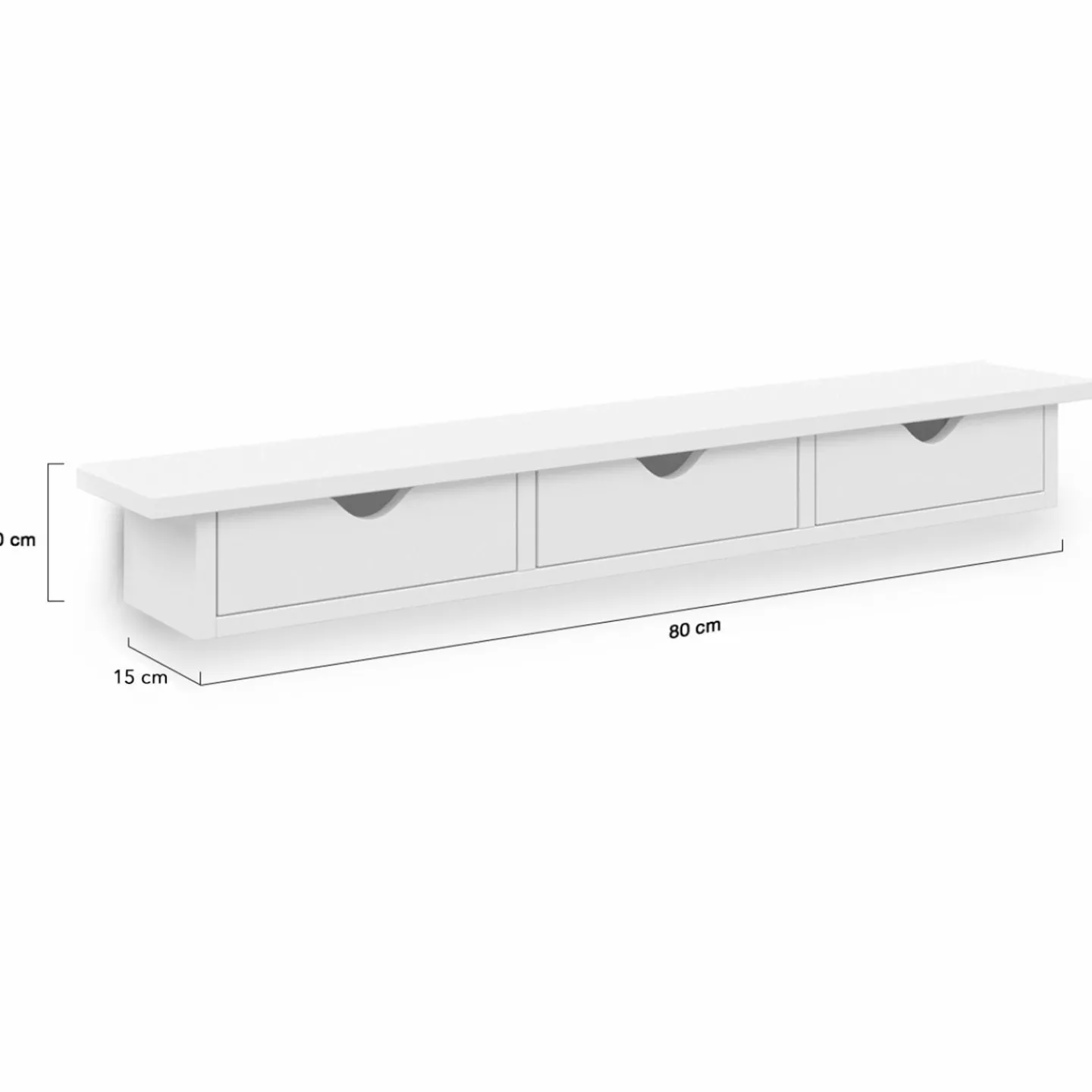 Étagère murale console d'entrée bois blanc 3 tiroirs*IDMarket Outlet