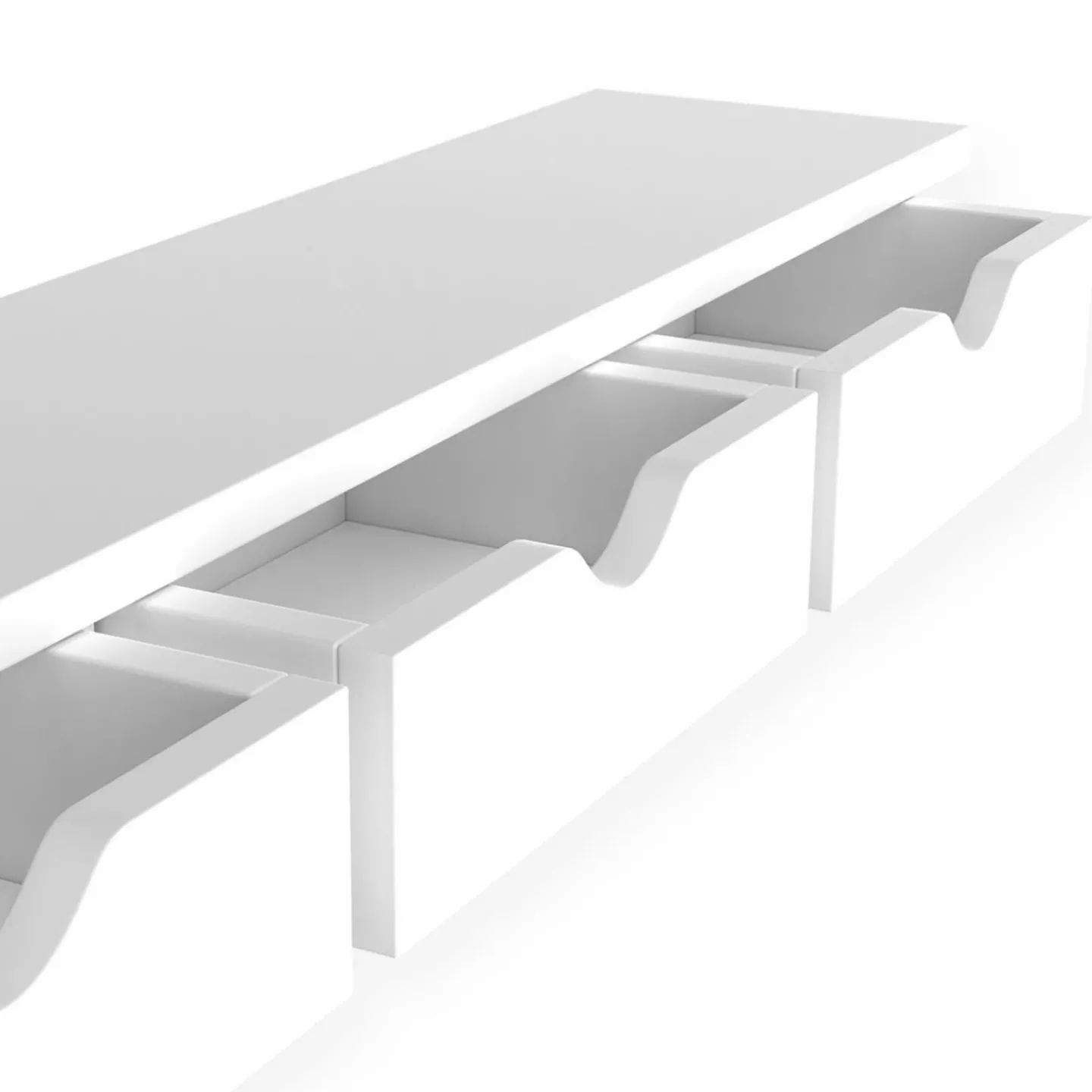 Étagère murale console d'entrée bois blanc 3 tiroirs*IDMarket Outlet