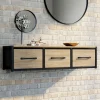 Étagère murale console d'entrée 3 tiroirs design industriel*IDMarket New