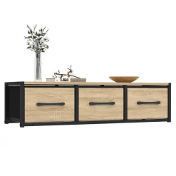 Étagère murale console d'entrée 3 tiroirs design industriel*IDMarket New