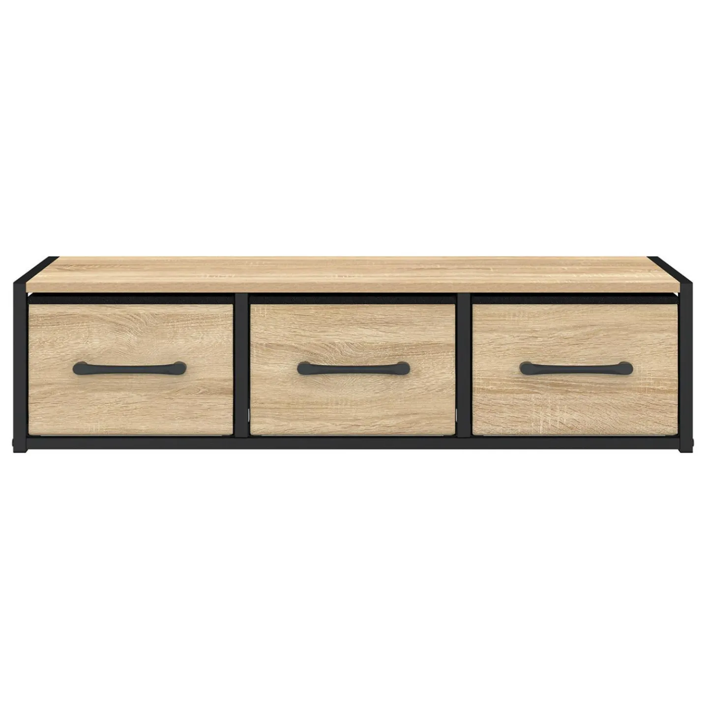 Étagère murale console d'entrée 3 tiroirs design industriel*IDMarket New