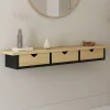 Étagère murale console d'entrée effet bois et noir 3 tiroirs*IDMarket Clearance