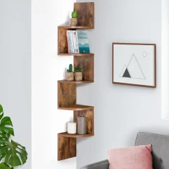 Étagère murale d'angle 5 niveaux façon bois vieilli*IDMarket New