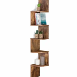 Étagère murale d'angle 5 niveaux façon bois vieilli*IDMarket New