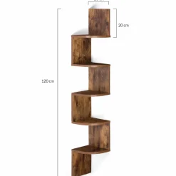 Étagère murale d'angle 5 niveaux façon bois vieilli*IDMarket New