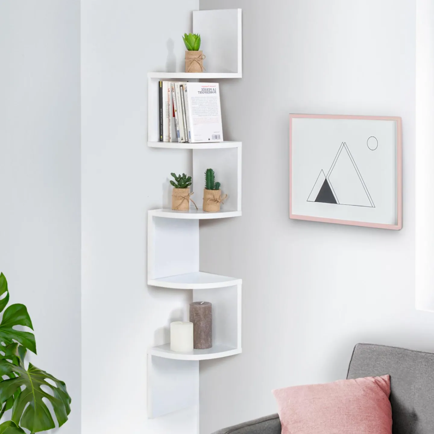 Étagère murale d’angle 5 niveaux blanche*IDMarket Clearance