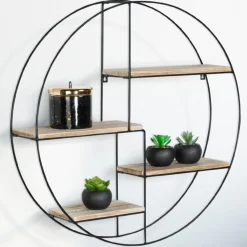 Étagère murale ronde style industriel*IDMarket New