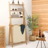 Étagère panier à linge en bambou et tissu écru*IDMarket Outlet