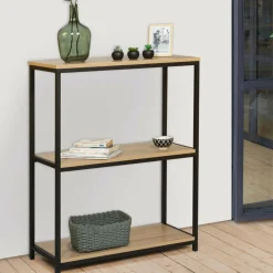 Étagère pour entrée bois et métal noir*IDMarket Clearance