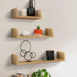 Étagères murales bois imitation hêtre*IDMarket Clearance